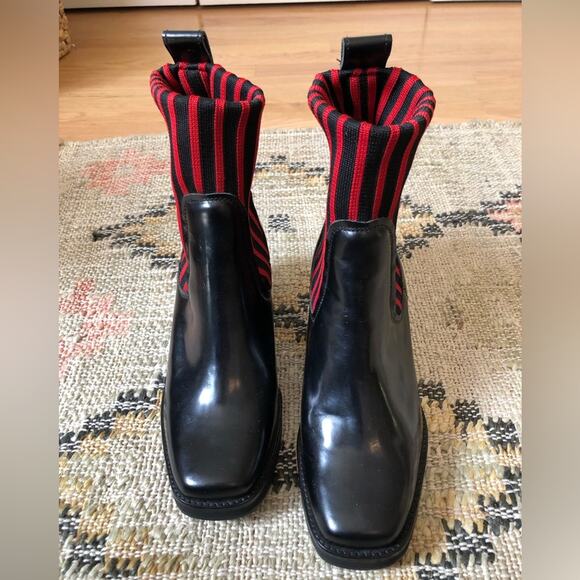 & Other Stories Black and Red Sock Heeled Booties - Picture 3 of 8